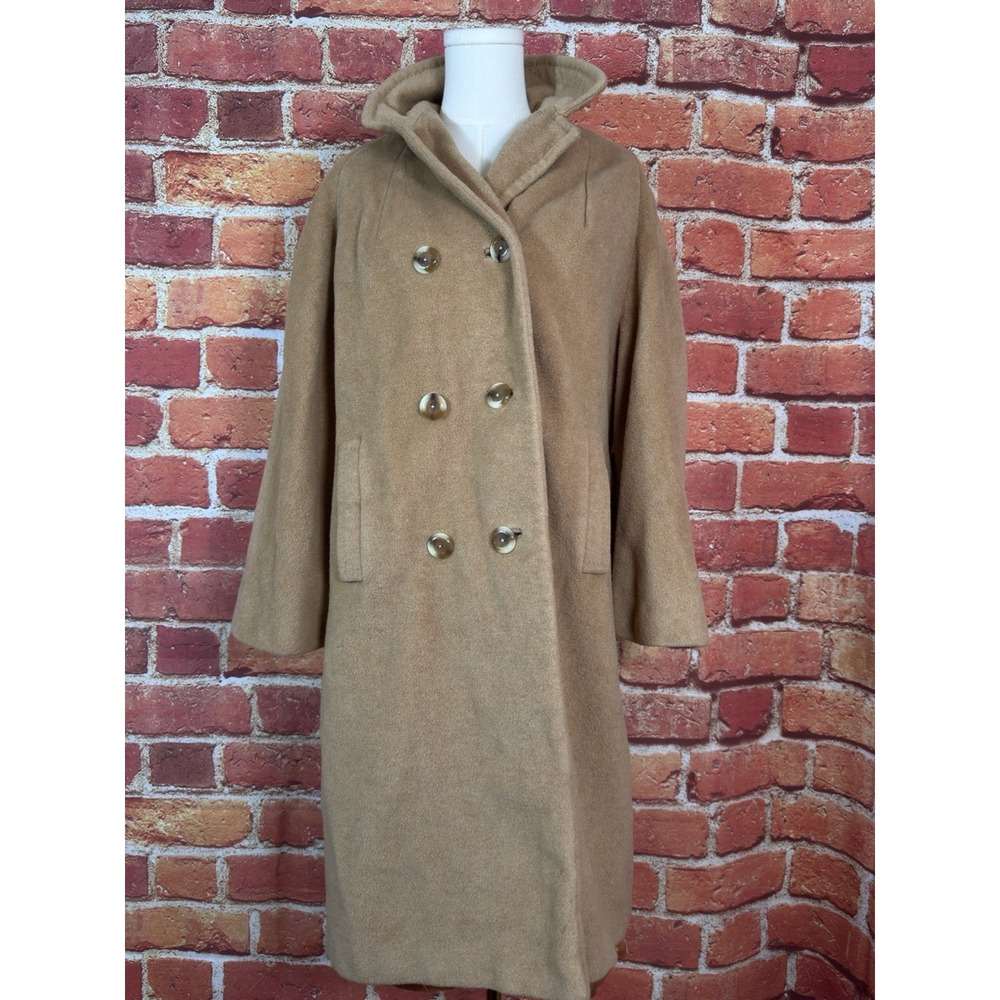 Lou Rose of Santa Barbara Vintage Camel Tan Luxury Faux Fur Trench Coat No Size